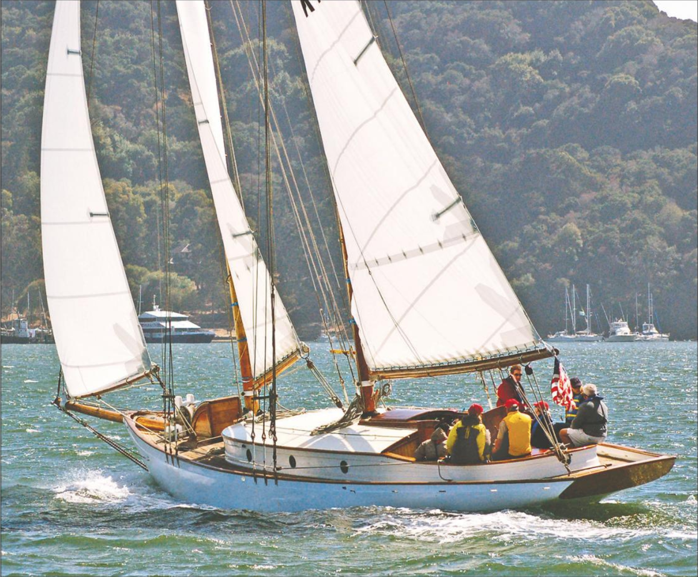 Yankee on an easy sail with Angel Island behind